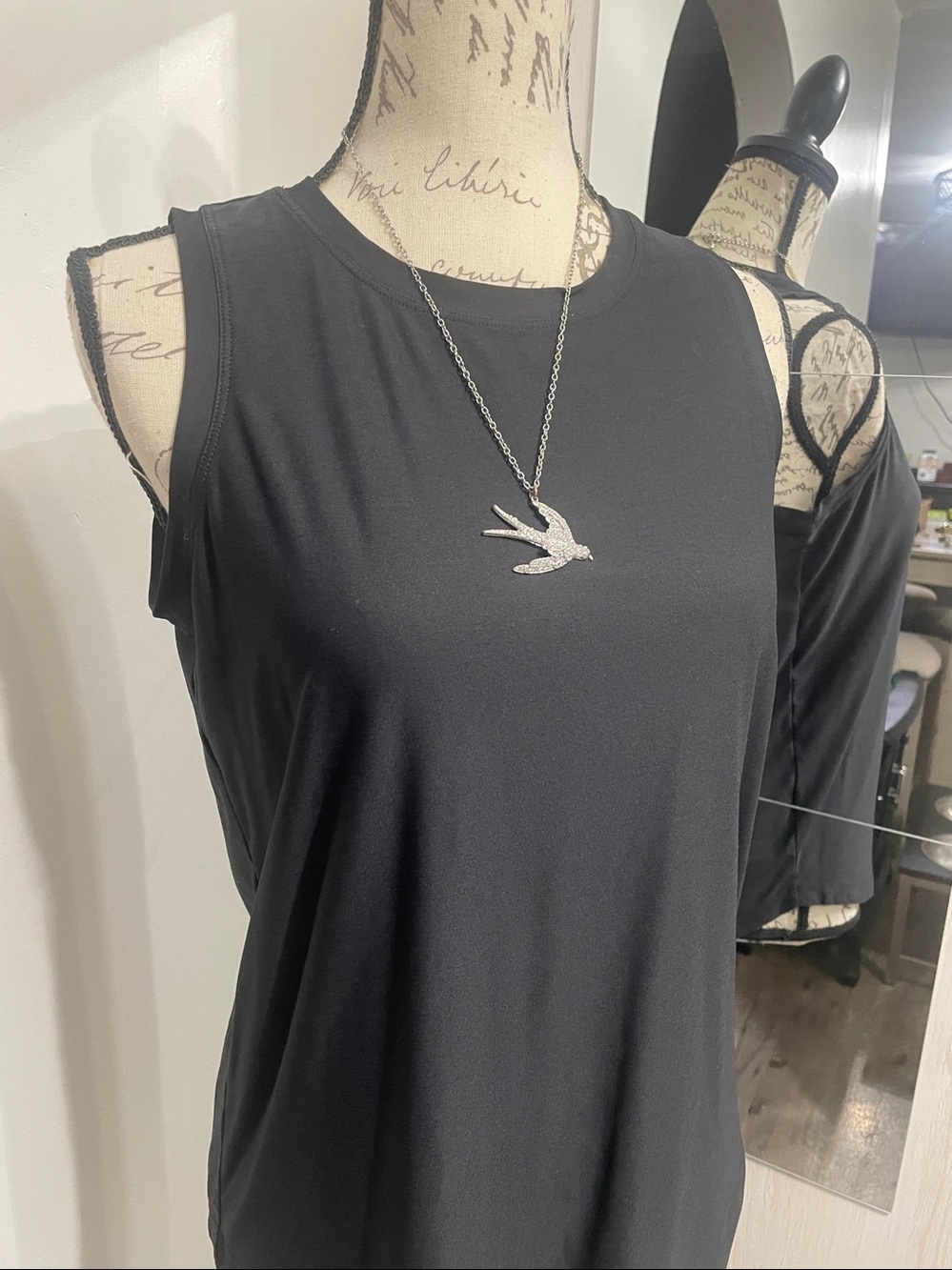 Silver Crystal Bird Pendant Necklace